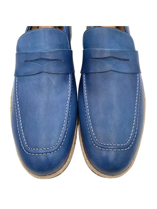 NEW Mezlan Mens 11.5M Spain Blue Dress Shoes Leather Penny Loafers Espadrilles main image 5